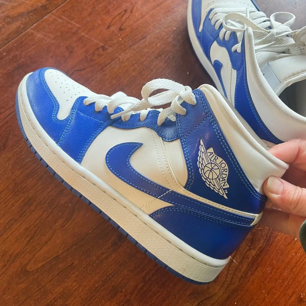 Nike Air Jordan 1 Mid Kentucky Blue White Royal Womens Shoes BQ6472-104 Size 9.5